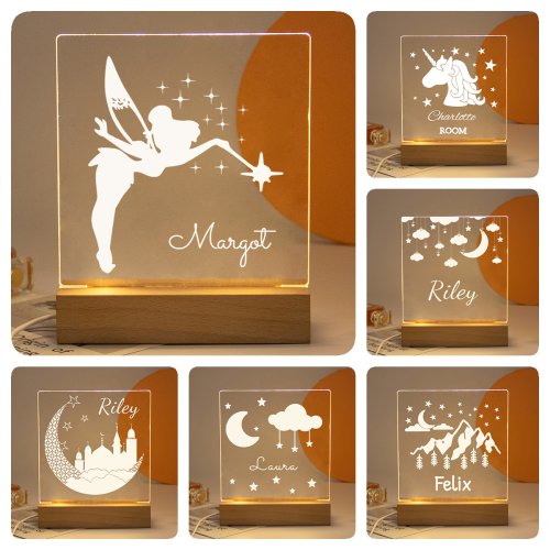 Imagen de Lámpara Nocturna LED Personalizada con Nombre - Decoración 3D para Dormitorio