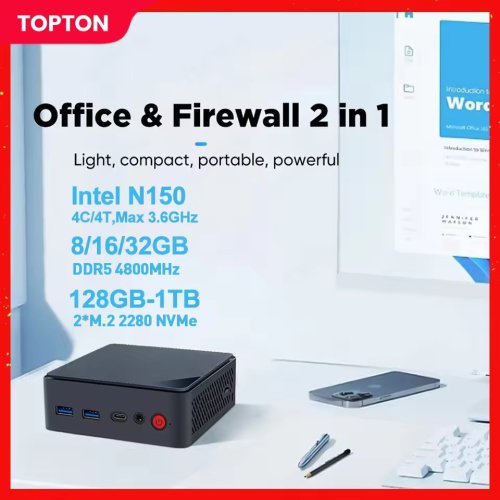 Image de Mini PC Intel N150 Ultra Compact avec Wi-Fi 6 et SSD NVMe