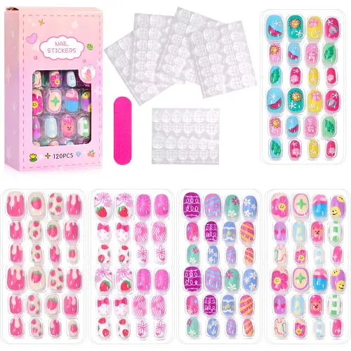 Image de Faux Ongles Kawaii pour Enfants - 120 Pièces