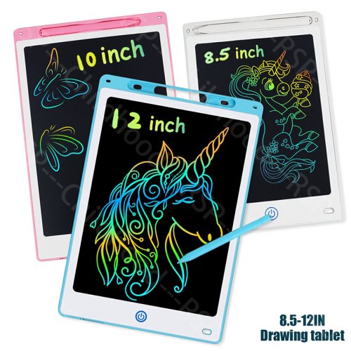 Zdjęcie Tablet graficzny LCD do pisania dla dzieci w wieku 3-8 lat, 8,5/10/12 cali, wielokrotnego użytku magiczna tablica do rysowania ze stylusem, wymazywalny podkład do bazgrania, zabawka na prezent