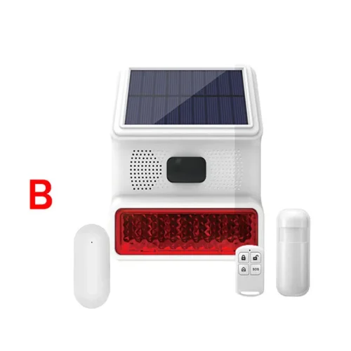 Afbeelding van PGST 433 MHz waterdichte buitensirene op zonne-energie met LED-knipperlicht voor alarmsysteem voor thuisgarage