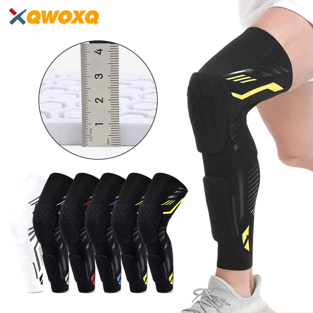 Image of Premium Padded Compression Leg Sleeve with Knee and Calf Support for Football, Basketball, Volleyball, and Soccer Players