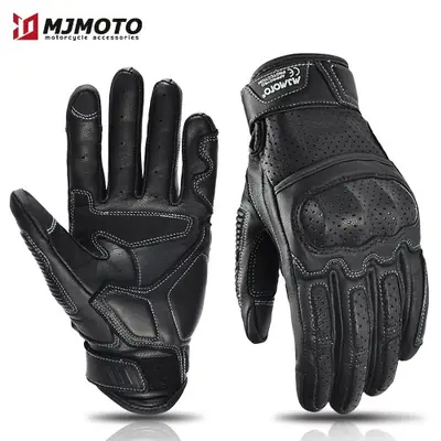 Image de Gants Moto Cuir Perforé Rétro - Hommes & Femmes