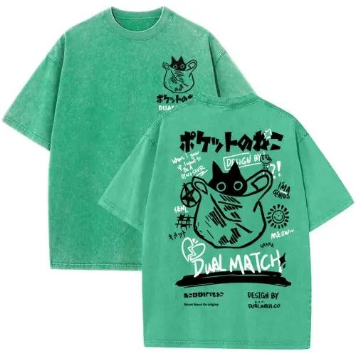 Image de T-Shirt Kawaii Chat Harajuku - Style Vintage & Coupe Amples