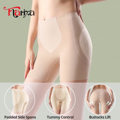 Image of Flarixa Natural Padded High Waist Shorts with Butt Enhancer and Tummy Control – Sculpting Shapewear for a Confident Silhouette