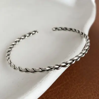 Image de Bracelet Argent 925 Vintage Cœur - Élégant & Fait Main