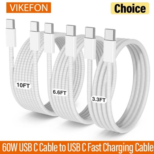 Afbeelding van VIKEFON USB C-kabel naar USB C 60 W snel opladen opladerkabel ondersteunt snel opladen voor iPhone 16 15 Samsung Xiaomi Huawei enz.