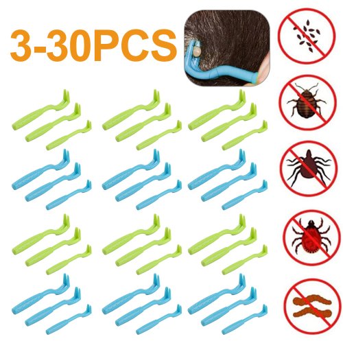 Image of 3-30PCS Flea Remover Hook Tick Remover Tweezer Tick Pull Cat Dog Grooming Insect Clips Kittens Lice Removal Pet Cleaning Tools