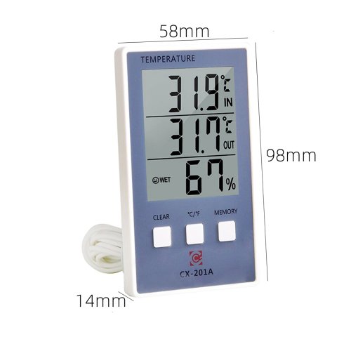 Imagen de Termómetro Digital higrómetro medidor de humedad y temperatura interior exterior C/F pantalla LCD Sensor sonda estación meteorológica