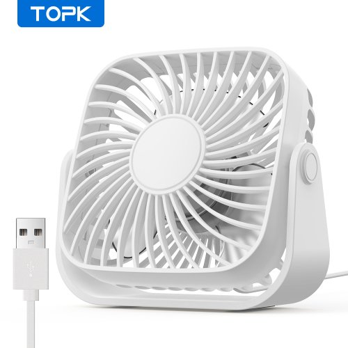 Zdjęcie TOPK 4-calowy mini przenośny wentylator USB na kemping, 3 prędkości cichy wentylator osobisty na biu...