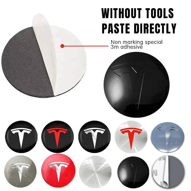 Imagen de Tapas de Centro de Rueda de 56 mm con Insignia para Tesla Modelo 3, Modelo Y y Modelo S - Kit de 4 Unidades para Decoración Automotriz