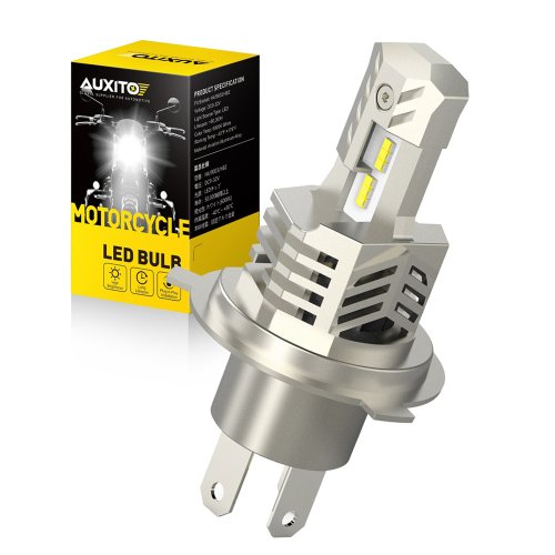 Image of High-Performance 6000K White LED H4 Headlight Bulb for Motorcycles – Dual Beam High/Low Light with Fanless Design for Enhanced Visibility and Durability