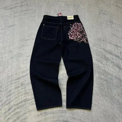 Image de Jeans Y2K Hip-Hop Taille Basse - Style Rétro & Brodé