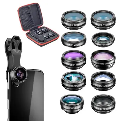 Kit Objectifs Smartphone 10-en-1 - Macro, Grand Angle, Fisheye & Plus