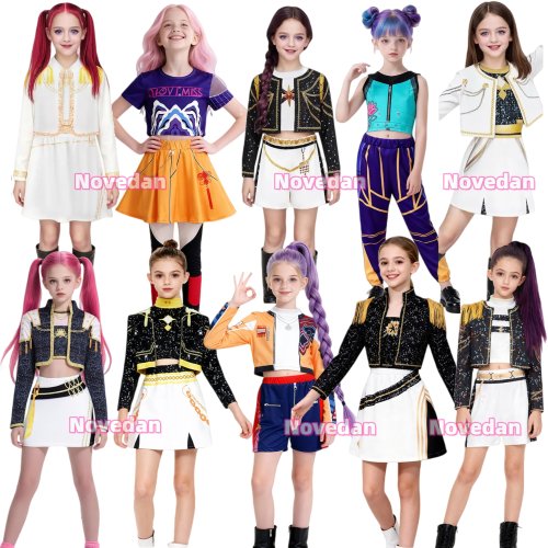 Zdjęcie Kostium Cosplay dla Dzieci Rumi Mira Zoey – Kolorowy Strój Huntrix z Motywem KDPop, Idealny na Karnawał, Urodziny i Imprezy Tematyczne