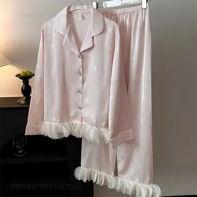 Image de Pyjama Femme à Volants - Style Français Luxe