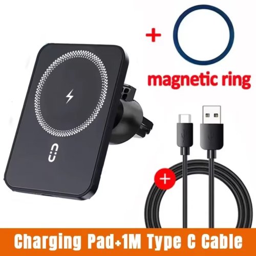 Immagine di Supporto per telefono con clip per presa d'aria per caricabatteria da auto wireless magnetico da 30 ...