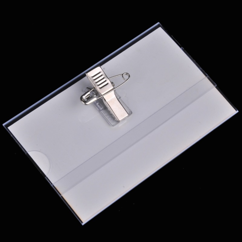 Image of 5-Pack Transparent Chest ID Badge Holders with Brooch - Clear Work Card Sleeve for Office Staff, Nurses, and Professionals