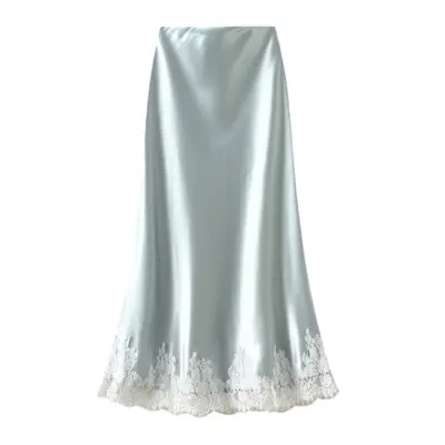 Image de Jupe Sirène Élégante en Satin avec Dentelle - Style Français