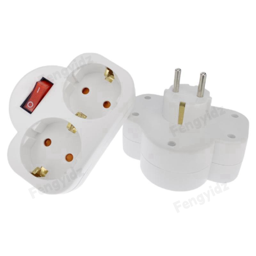 Image of EU Extend Socket With ON/OFF Switch 2Pin Germany Standard Grounding Expansion Socket 1 To 1/2/3 Way Port Extension Converter