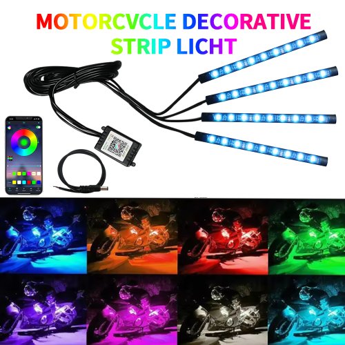 Imagen de Tira de Luz LED Ambiente para Motocicleta - Iluminación Decorativa RGB Flexible de 12V para Harley, Yamaha, Kawasaki y Suzuki
