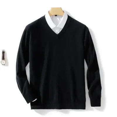 Image de Pull Cachemire Homme Col V - Chaud & Élégant