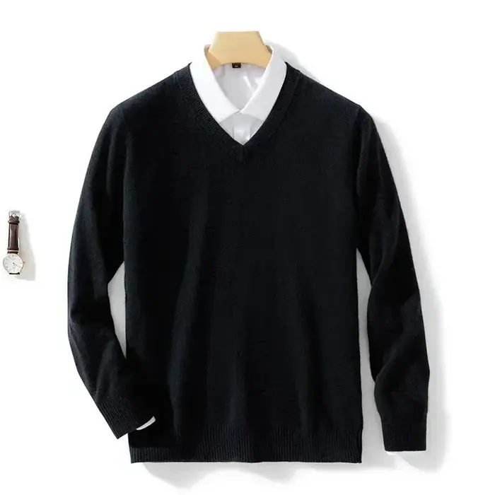 Image de Pull Cachemire Homme Col V - Chaud & Élégant
