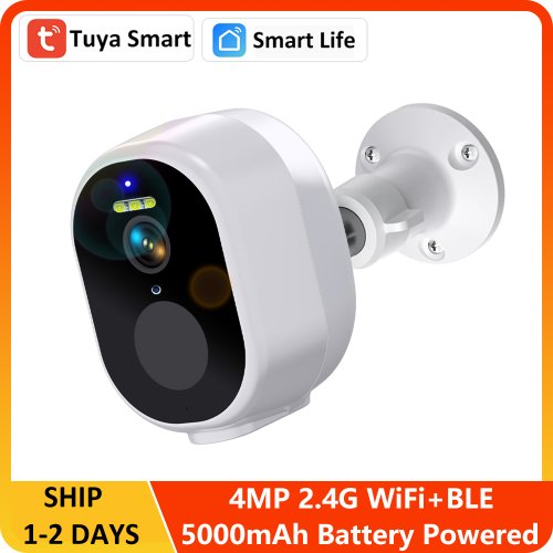 Image of 4MP Tuya Smart Wireless WiFi BLE Outdoor Solar-Powered Spotlight with Human Detection, 2K Surveillance CCTV IP Network Camera