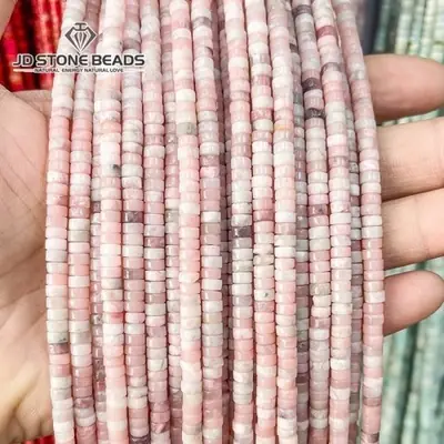 Image de Perles d'espacement Jaspe Turquoise & Opale Rose - 4x2mm