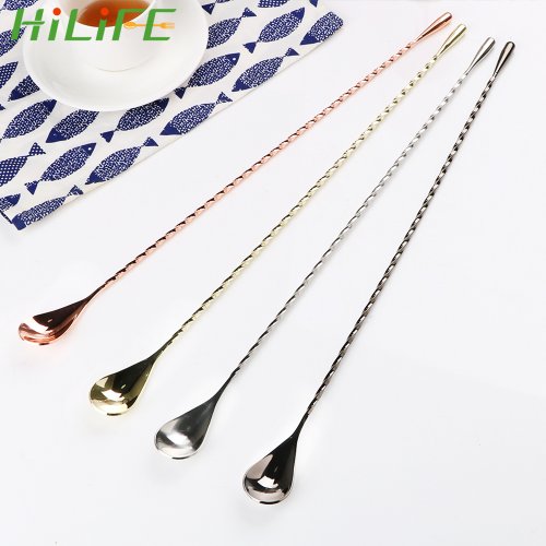 Image of Premium Stainless Steel Cocktail Stir Spoon with Spiral Design – 30-40cm Mixing Bar Tool for Bartenders & Home Mixologists