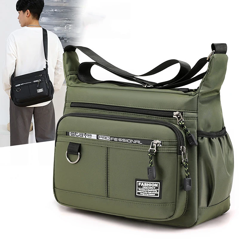 Imagen de Bolso de Mensajero para Hombre, Bolso de Hombro Tipo Bandolera Pequeño, Paquete Oxford Impermeable para el Trabajo, Bolso Tipo Cartera