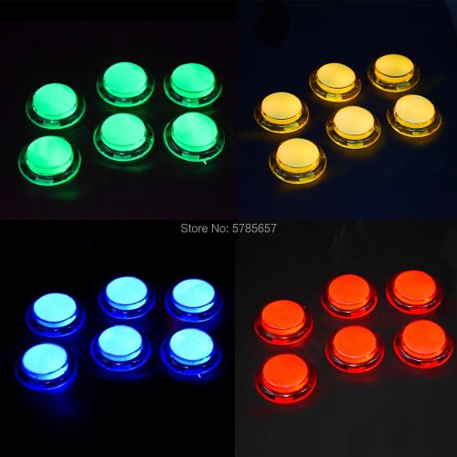 Image of 6PCS LED Arcade Button Kit 5V Illuminated Push Copy Sanwa Switch for DIY Raspberry Pi MAME PC Pandora Game