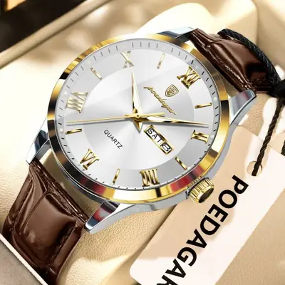 Image de Montre Homme Cuir Élégante avec Date et Lumineuse