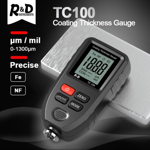 Image of R&D TC100 Coating Thickness Gauge 0.1micron/0-1300 Car Paint Film Thickness Tester Measuring FE/NFE Russian Manual Paint Tool