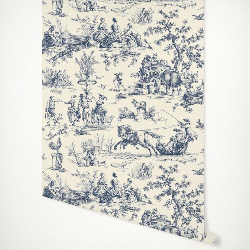 Bild von Navy Tapete mit Bauernhof-Stil – Jahreszeiten-Motiv