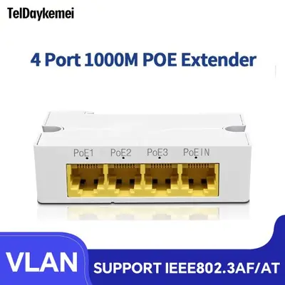 Image de Extenseur PoE 4 Ports Gigabit - Répéteur Réseau Plug & Play