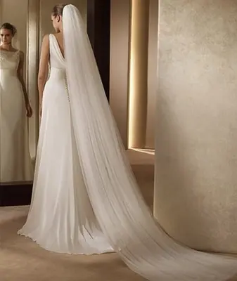 Image de Voile de Mariée Blanc Ivoire - Une Couche Tulle Doux avec Peigne Gratuit