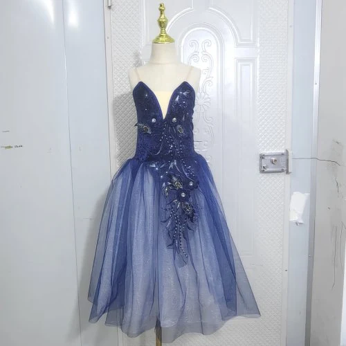 Marineblauw fluweel boven