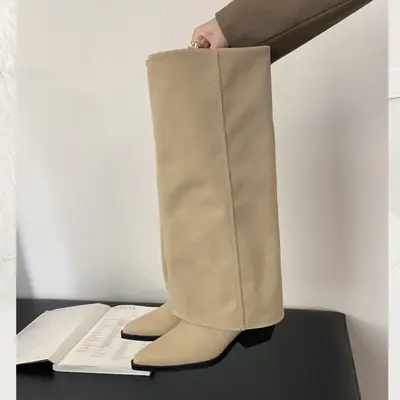 Image de Bottes Femme Genou Bout Pointu - Style Vintage & Moderne