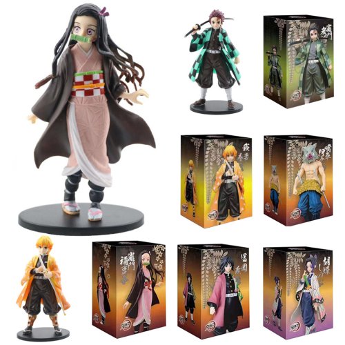 Afbeelding van Demon Slayer Kimetsu no Yaiba Actiefiguur Kamado Tanjiro, Zenitsu en Nezuko - PVC Collectiebeeldje voor Fans van de Anime