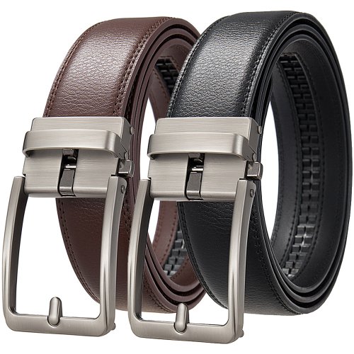Imagen de Cinturón de Cuero para Hombre con Hebilla Automática, Diseño Elegante y Moderno, Hecho de Piel de Vaca Auténtica, Disponible en Negro y Marrón, Ancho de 3.5 cm