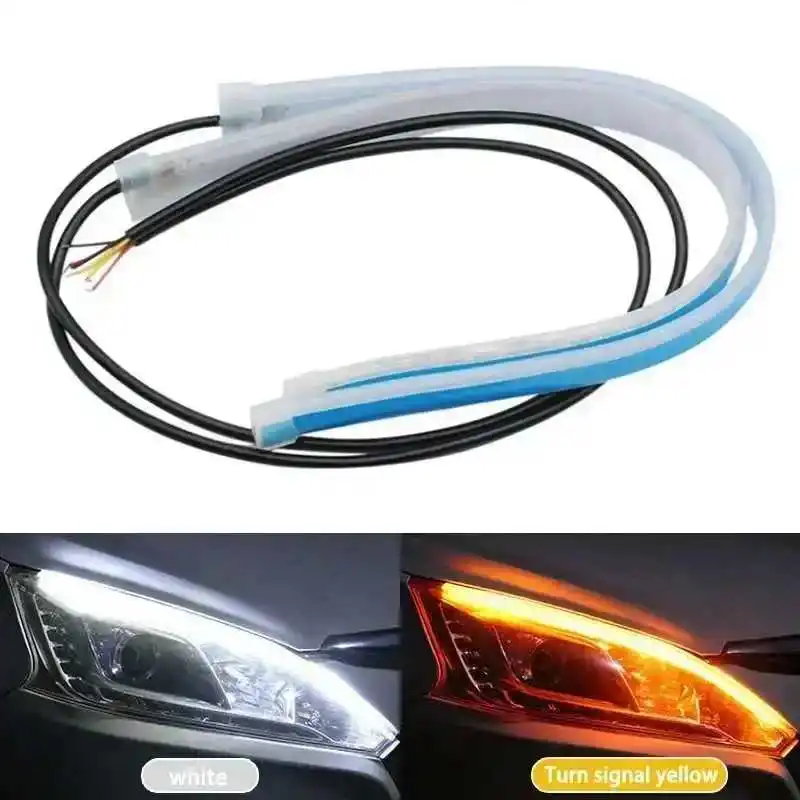 Afbeelding van 45/30 cm Auto DRL Flexibele Waterdichte Koplamp LED Strip Universele Auto Koplampen RGB Richtingaanwijzer Geel Rem Flow lichten