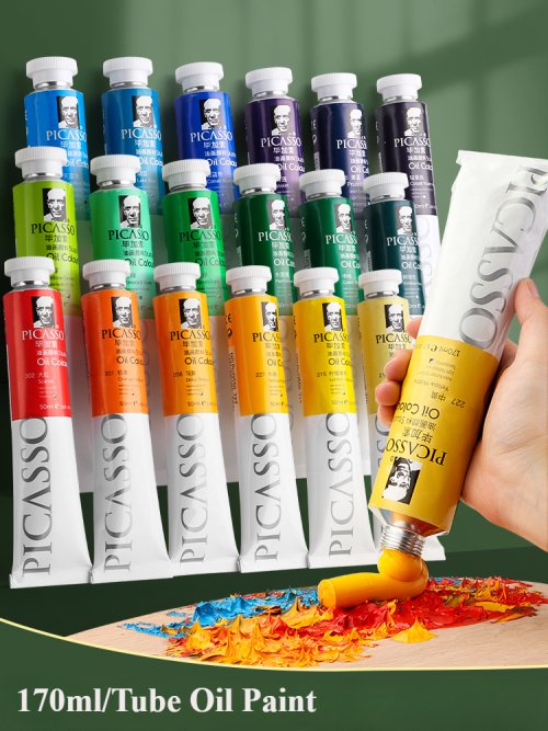 Immagine di Pittura a Olio Non Tossica 170ml - Tubi Grandi con Elevata Intensità Cromatica, Ideale per Pittura su Tela, Perfetta per Artisti Principianti e Progetti Fai Da Te