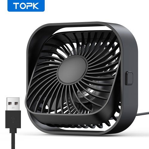 Bild von Topk usb tragbarer mini ventilator, tisch persönlicher elektrischer lüfter tisch, stehende lüfter für zimmer, 3 geschwindigkeit wind 360 ° drehbar für camping quie