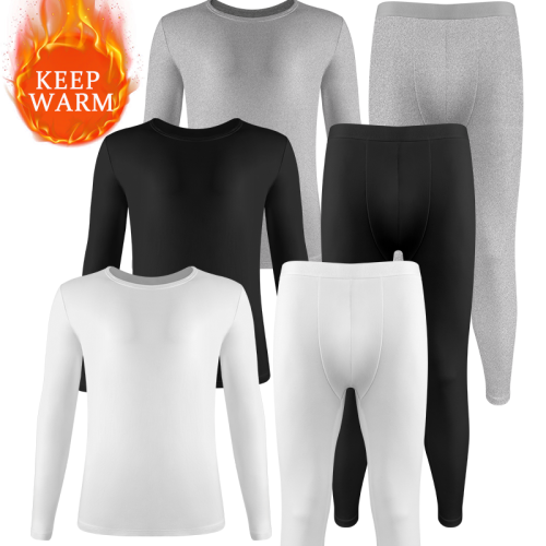 Afbeelding van 2-delige heren thermische ondergoedset herfst-winter: warme lange mouwen en broek met elastische taille voor sport en thuis