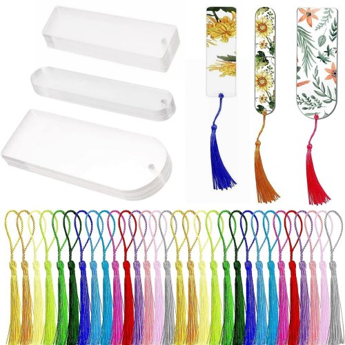 Imagen de Marcapasajes de Acrílico Transparente en Blanco, 20 Unidades, 1 mm de Grosor, Ideales para Manualidades DIY, Decoraciones Navideñas y Borlas Creativas