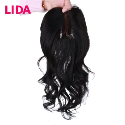 Image de Topper Clip-In Bouclé Naturel pour Cacher les Cheveux Blancs