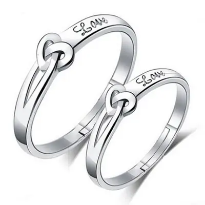 Image de Bagues de Couple en Argent Sterling 925 - Élégance Simple & Éternelle