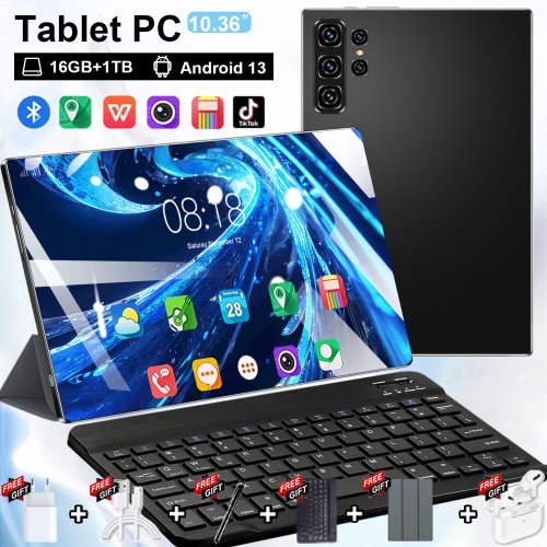 Imagen de Tableta Android 2025 de 10.36 Pulgadas con 5G, 16 GB RAM, 1 TB ROM, Batería de 12000 mAh y Procesador de 10 Núcleos - Versión Global