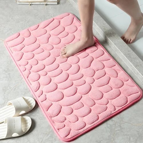 Imagen de Alfombra de terciopelo en relieve de espuma viscoelástica, alfombra antideslizante para baño, sala de estar, suelo de adoquines, muebles para el hogar, 1 ud.